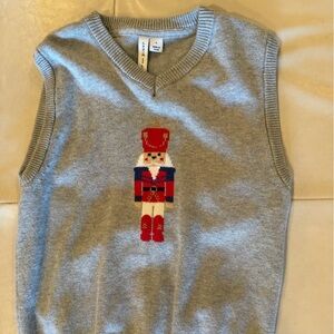 Janie and Jack Gray Vest with Red Nutcracker Design